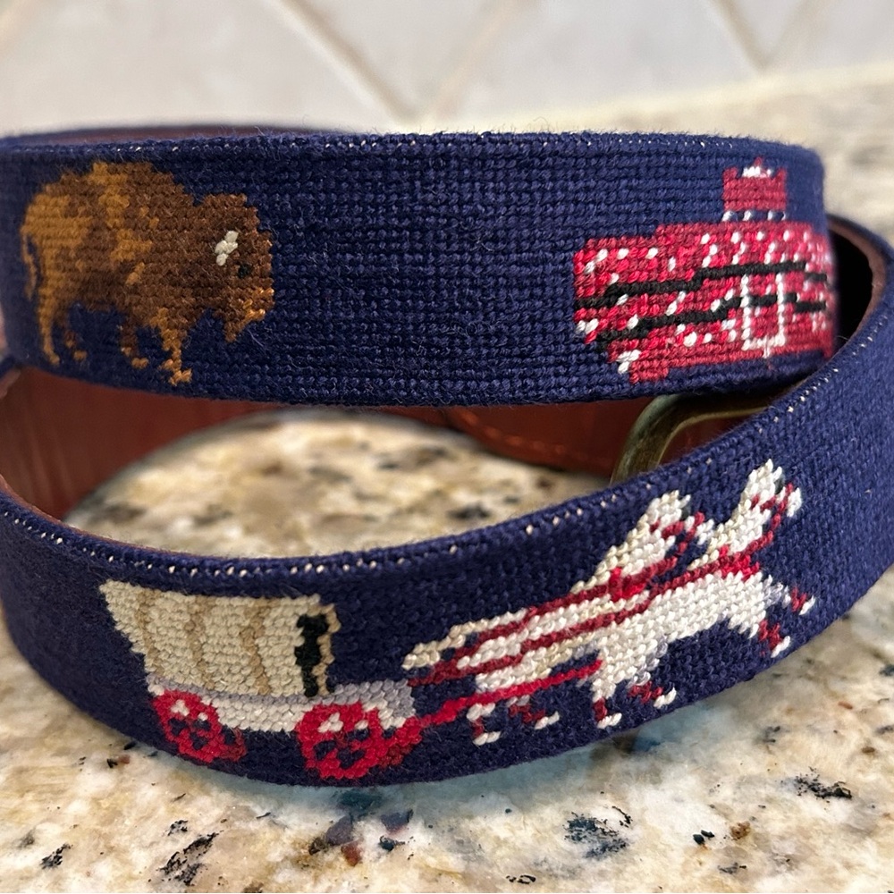 Smathers & Branson Oklahoma Needlepoint Belt